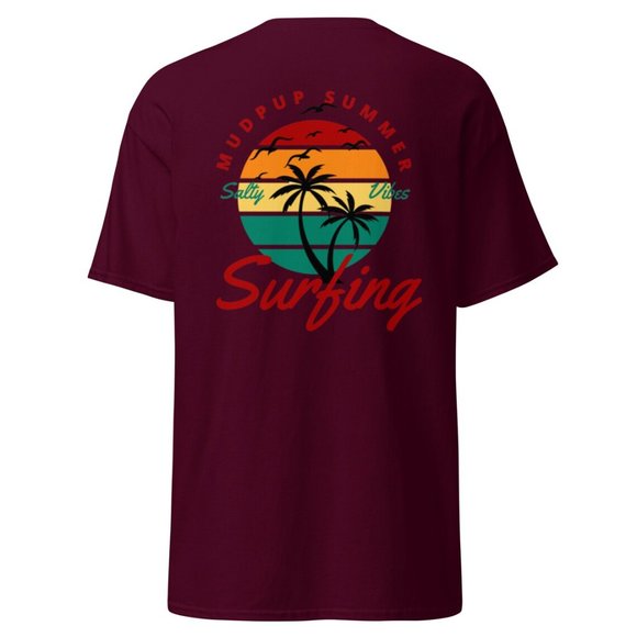 MUDPUPs Summer Surfing T-Shirt - Salty Vibes - Retro Graphic Tee - Gift for Surf - Picture 2 of 11